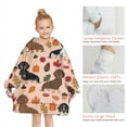 thumbnail image 6 of Fall Dachshund and Pumpkin Blanket Hoodies for Kids 6-13YR Oversize Wearable Blanket Hoodies for Boys Girls Teens, 6 of 7