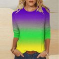 thumbnail image 2 of Cavosen Carnival Plus Size Blouse 3/4 Sleeve Crew Neck Sweatshirt Gradient Purple Gold Green Lightweight Oversized Pullover Soft Fall Orleans Party Tops, 2 of 5