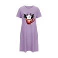 thumbnail image 5 of Tnhcen Women's Spooky Season Sleepwear Plus Size Cartoon Print Short Sleeve Dress Round Neck Soft Polyester Spandex S-2XL for Cozy Halloween Nights, 5 of 5