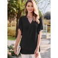 thumbnail image 2 of Women'S Short Sleeve V Neck Blouses Shirts Floral Double Layers Mesh Tunics Tops Black XXL, 2 of 7