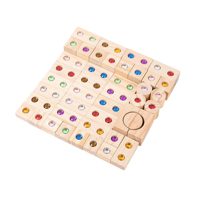 Wooden Gem Building Set Color Recognition and Stacking Educational Toy(32 Pcs)-B