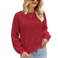 thumbnail image 1 of Jersey Manga Larga Cuello Redondo Suelto Cómodo Piel Amigable Poliéster Hueco Suéter para Otoño Invierno Rojo S, 1 of 6