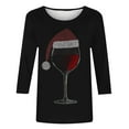 thumbnail image 3 of Christmas Shirts for Women T Shirt 3/4 Length Sleeve Womens Tops Crew Neck Shirts Business Casual Outfit Basic s Womens Top, 3 of 6