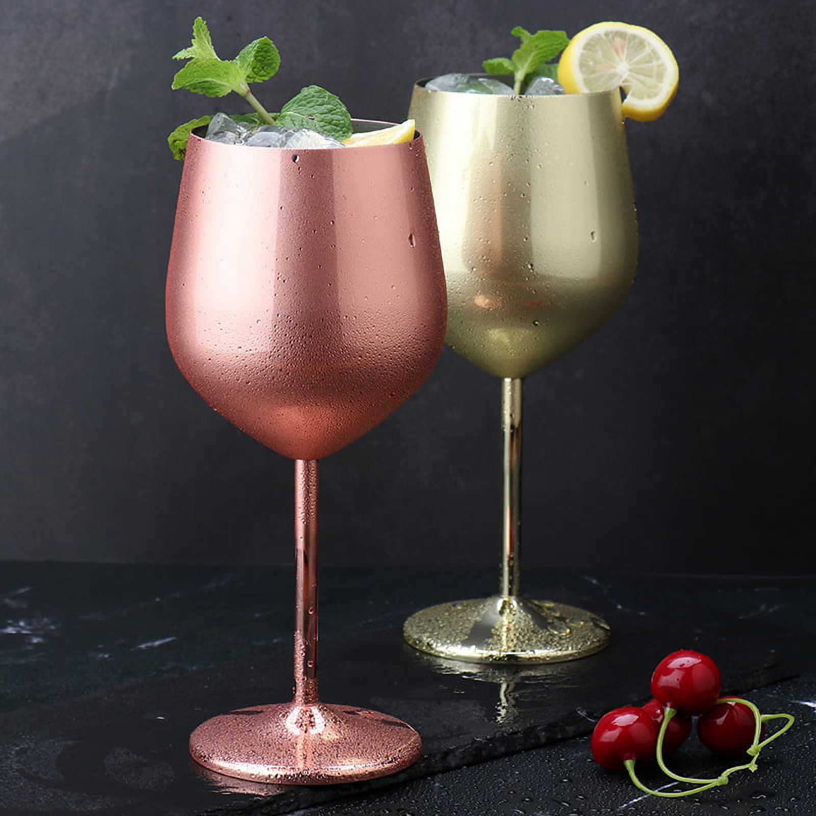 Copa Color Oro Copa de vino tinto de acero inoxidable 304 Heldig creativa 500 ml ...