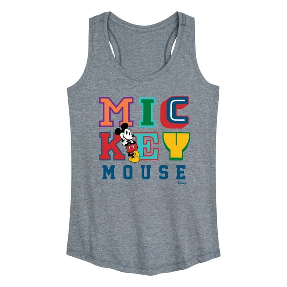 Disney - Mickey Mouse - Multi Colored Letters - Women's Racerback Tank Top