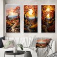 thumbnail image 1 of Designart "Autumnal Orchard in the Countryside" Landscape & Nature Framed Wall Art Set Of 3 - Orange Countryside Frame Canvas Set For Living Room Decor, 1 of 6