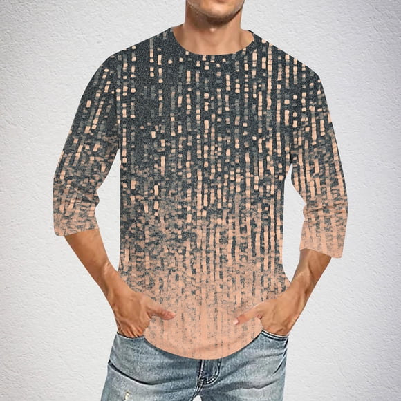 Mareep Men's Blouse M-5XL Fashion Men Printing Round Neck Casual 3/4Sleeve Blouses Shirts Leisure TimeTops