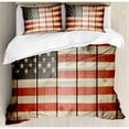 thumbnail image 3 of American Flag Twin Size Duvet Cover Set, Usa Flag over Vertical Striped Wooden Board Citizen Solidarity Kitsch Artwork, Decorative 2 Piece Bedding Set with 1 Pillow Sham, Blue Red, by Ambesonne, 3 of 3