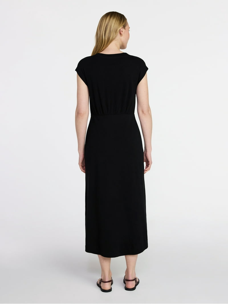 Time and Tru Women's Cotton Knit Midi Dress with Dolman Sleeves
