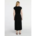thumbnail image 3 of Time and Tru Women’s Cotton Knit Midi Dress with Dolman Sleeves, Sizes XS-XXXL, 3 of 5