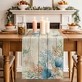 thumbnail image 4 of Beige Beach Coastal Cotton Linen Table Runner for Dining Kitchen, Summer Nautical Coral Shell Botanical Vintage Wedding Outdoor Party Tablerunners, Dresser Scarf Tablecloth Runners 13x36 Inches, 4 of 9