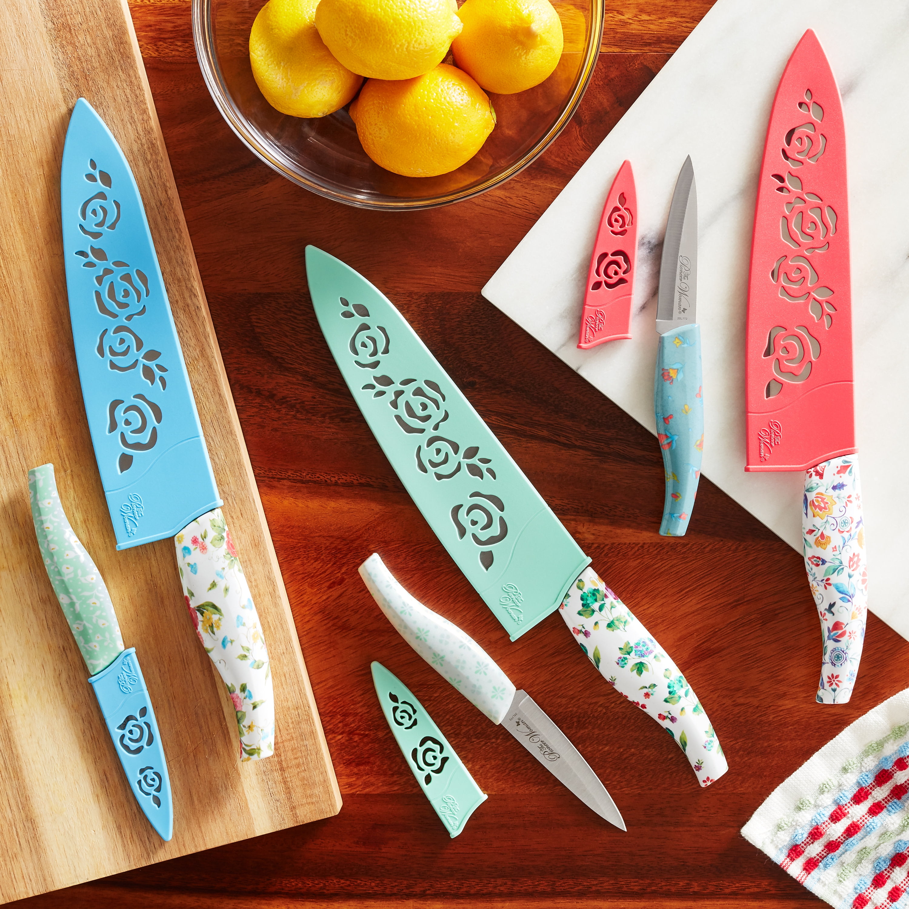 The Pioneer Woman, Other, New Pioneerwoman Sweetrose Block Knife Set  Light Blue