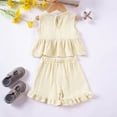 thumbnail image 4 of eileial Toddler Baby Girls Summer Clothes Short Sleeve T Shirts Shorts 2pcs Outfit 1t 2T 3T 4T 5T 6T Kids Set,White 12-18 Months, 4 of 6