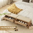 thumbnail image 6 of 32" Shoe Bench with Storage Drawer, Farmhouse Entryway Bench with Linen Seat Cushion & Shelf, Wooden Shoe Rack Organizer for Hallway, Living Room, Bedroom, 6 of 7