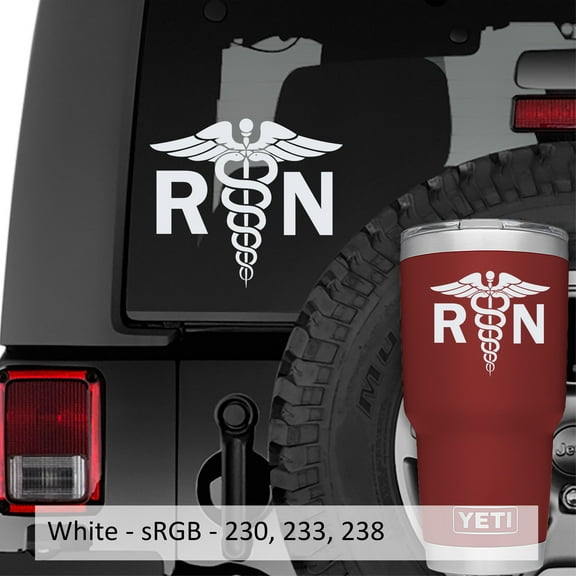 Collectible Decals RN Nurse Caduceus Vinyl Decal Sticker