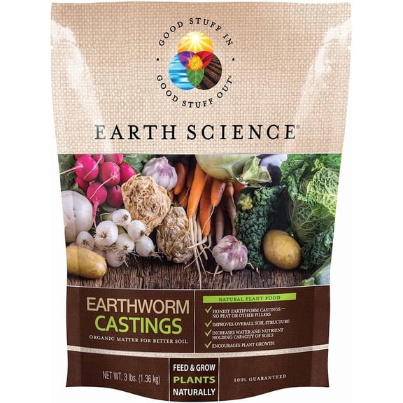 Earthworm Castings – 3 lb—Premium Plant Fertilizer for Indoor & Outdoor Plants – Soil Enhancer for Vegetable Gardens