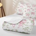 thumbnail image 4 of Erosebridal Pink Bow Ribbon Bed Spread Queen for Girls, Retro Flower Floral Queen Coverlet Set, 3 Pieces, 4 of 7