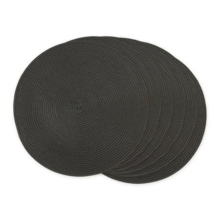 Black Round Polypropylene Woven Placemat (Set of 6)