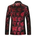 thumbnail image 6 of purcolt Men's Vintage 70s Floral Tuxedo Slim Fit Blazer Jacket One Button Shawl Lapel Dress Suit Jacket for Dinner Prom Party Wedding, 6 of 6