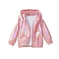 thumbnail image 1 of Girls Coat & Jacket Lightweight Windproof Hooded Zipper Jacket for Girls Spring Autumn Raincoat Kids Outerwear Reflective Sun Windproof(Color:Red,Size:1-2 Years), 1 of 9