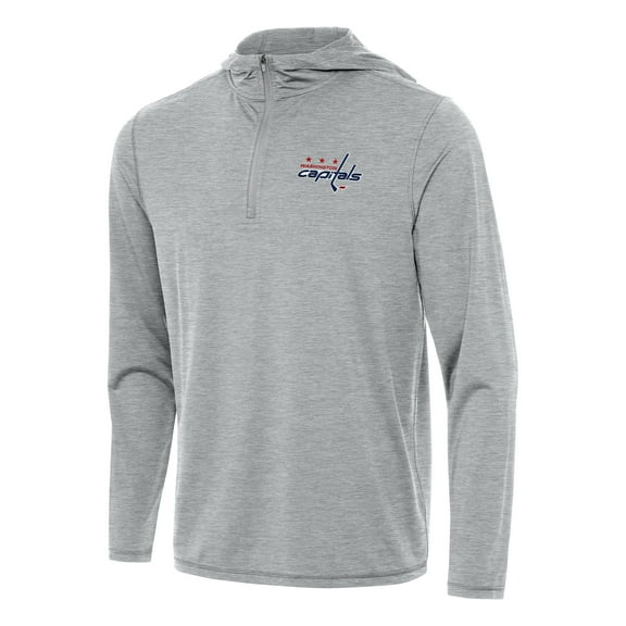 Men's Antigua Heather Gray Washington Capitals Tidy Quarter-Zip Hoodie