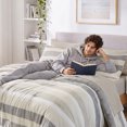 thumbnail image 6 of Regency Heights 7-Piece Comforter Sets, Reversible Striped Comforter Set for Dorm, Lightweight All Season Bedding Set with Pillow Shams,Queen, Neutral, 6 of 10
