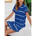 thumbnail image 5 of Night Shirts Womens Nightgowns Striped Short Sleeve Sleepwear Comfy Sleeping Dress S-XXL, 5 of 5