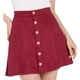 thumbnail image 1 of Falda Corta Acampanada De Cintura Alta Con Cierre De Botón De Gamuza Sintética Para Mujer Allegra K Vino rojo XXL, 1 of 6