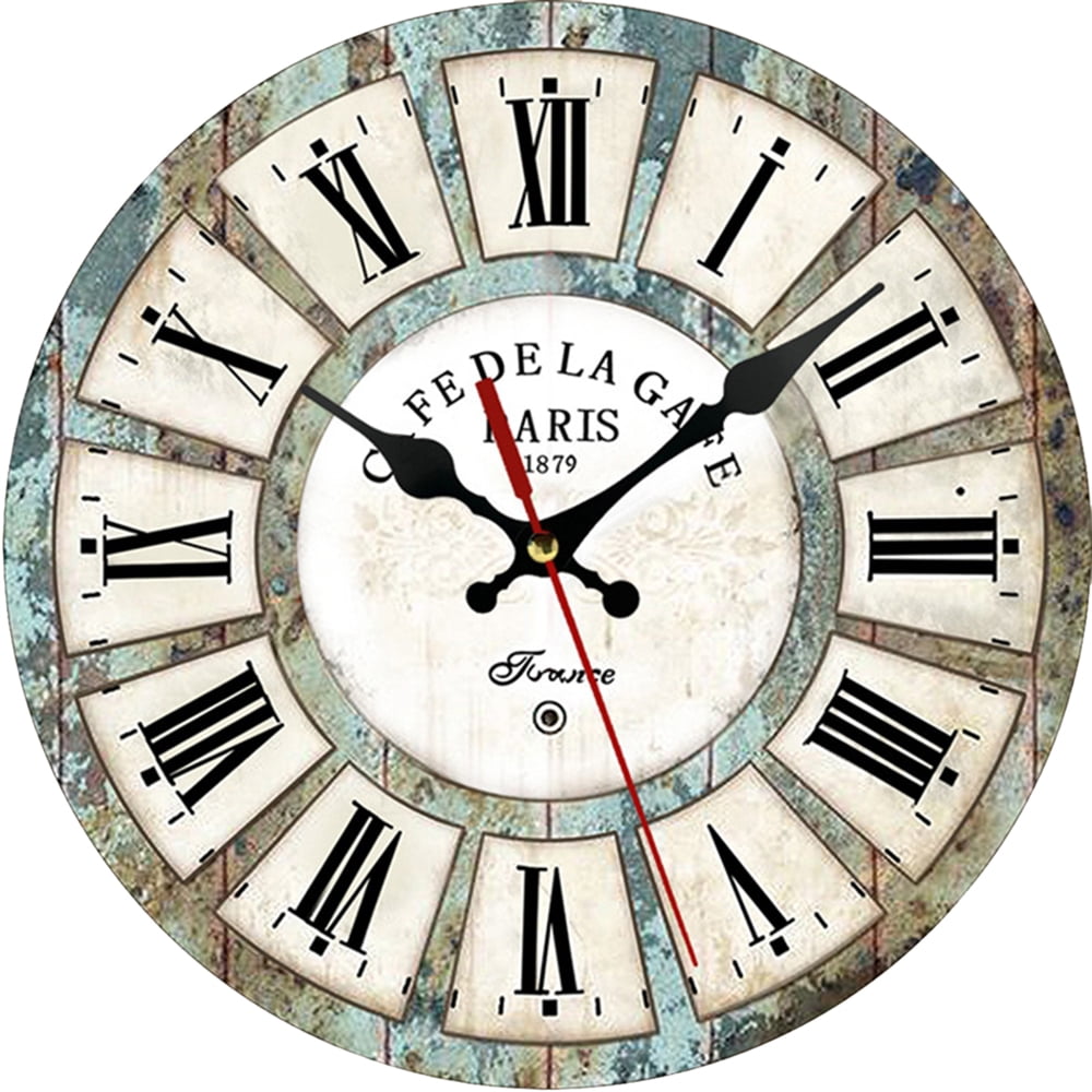 Yipa Rustic Wooden Clock, Eruner Retro Antique Style 12inch Wall