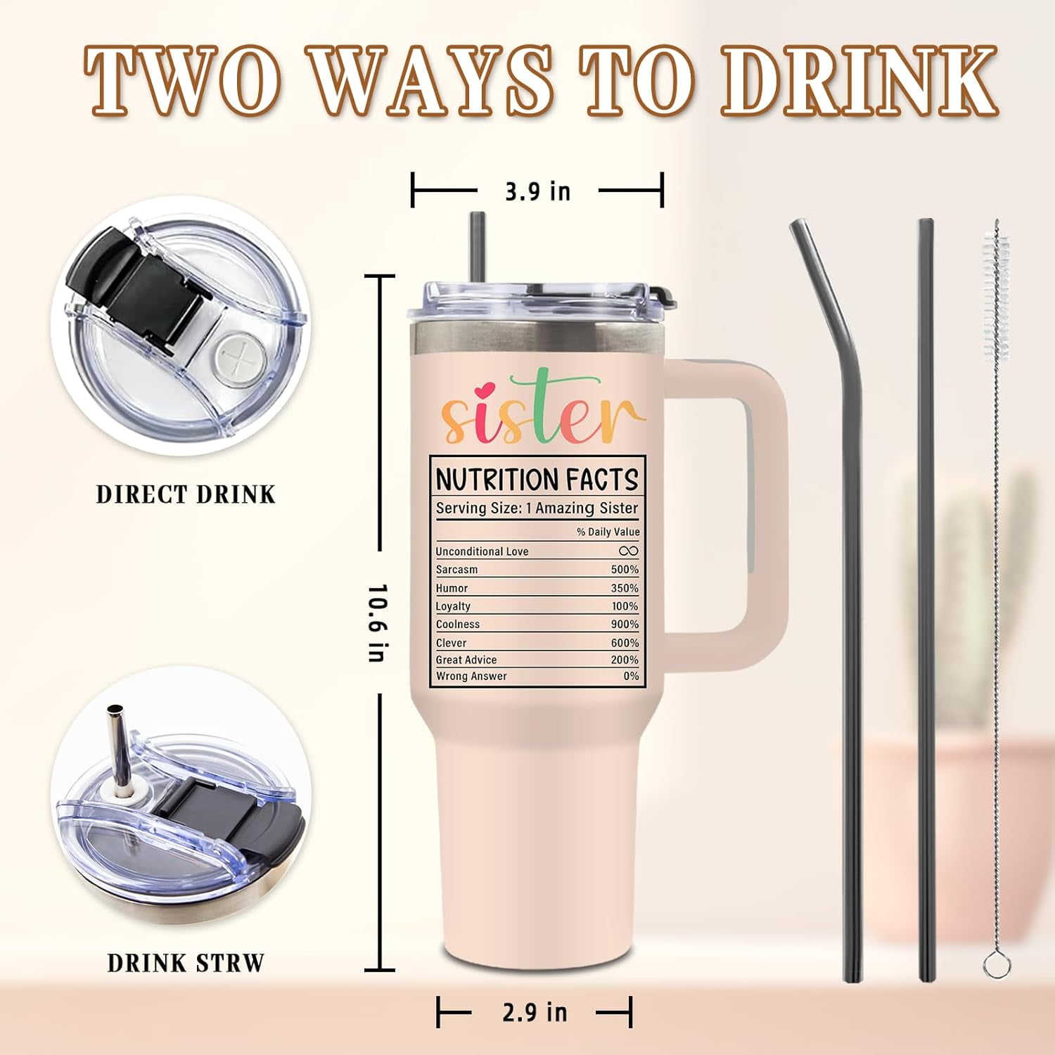 Niece Gifts from Auntie, Birthday Tumbler for Women, Christmas Graduation Gift for Nieces Adult, To My Niece, 40 Oz Tumbler with Handle Lids and Straw Christmas Gifts, 1PCS