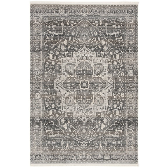 SAFAVIEH Vintage Persian Forrester Oriental Polyester Area Rug, Grey/Charcoal, 6' x 9'