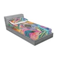 thumbnail image 3 of Ambesonne Abstract Fitted Sheet & Pillow Sham Set, Retro Graphic, Full, Multicolor, 3 of 3