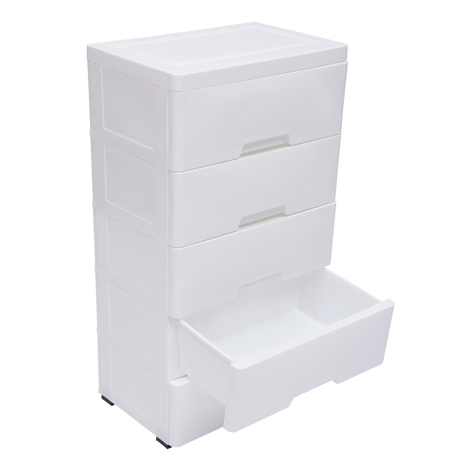 5 Layer Plastic Storage Cabinet Detachable Drawer Tower Case Clothes Organizer w/ Wheels