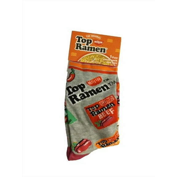 Nissin Top Ramen Print Novelty Crew Socks, Unisex