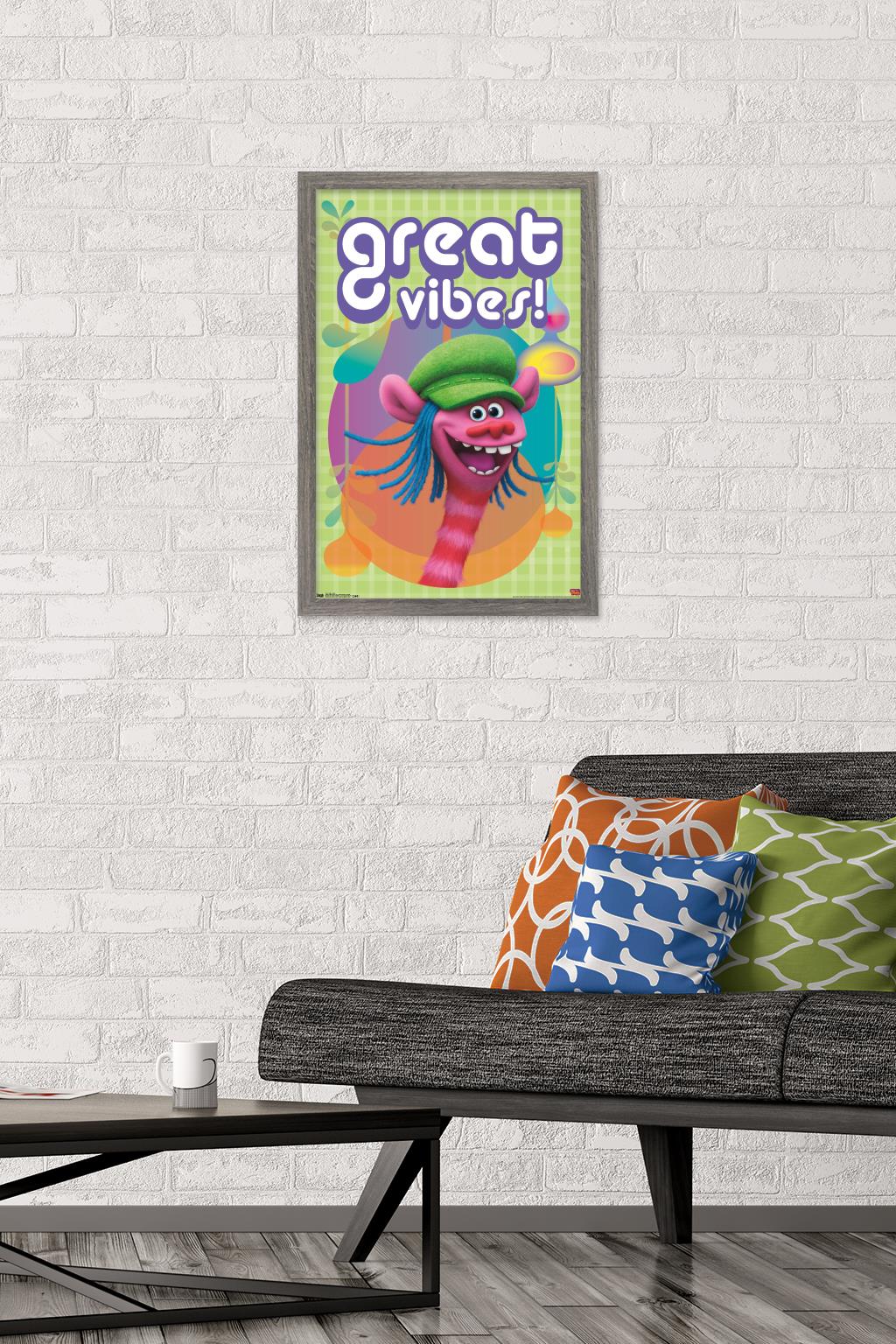 DreamWorks Trolls - Vibes Wall Poster, 14.725" x 22.375", Framed