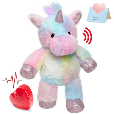 Unicorn Recordable Stuffed Toys Bear Cow Giraffe Tiger Doll PP Cotton Cute Plush Animals for Girls Birthday Gifts Kawaii Pillows Unicorn