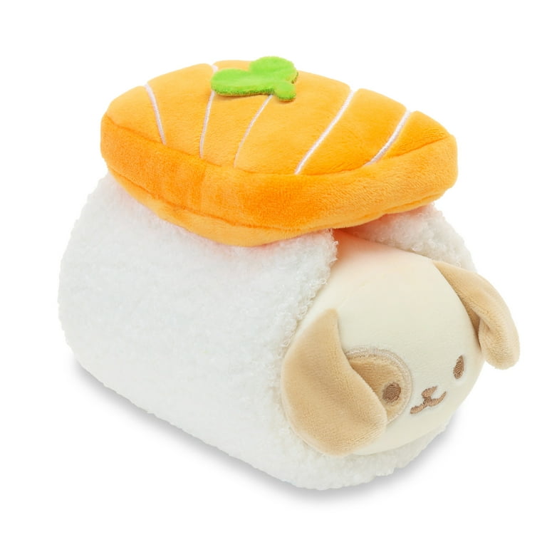 Anirollz Sushi 6 Cute Puppy Dog Character Small Plush Blanket Soft Squishy Stuffed Animal Toy Salmon Puppiroll