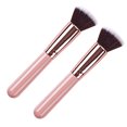 thumbnail image 2 of EeaseCA 2Pcs Wooden Handle Makeup Brush Liquid Foundation Brush Cosmetics Tool Pink, 2 of 8
