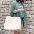 thumbnail image 4 of Simple Fashion Shopping Bag Canvas Large Capacity Beach Bag Stylish Handbag Tote Bag (White), 4 of 9