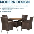 thumbnail image 5 of SOLAURA 5-Piece Outdoor Patio Dining Sets Wicker Chairs and Square Glass Table - Brown, 5 of 6