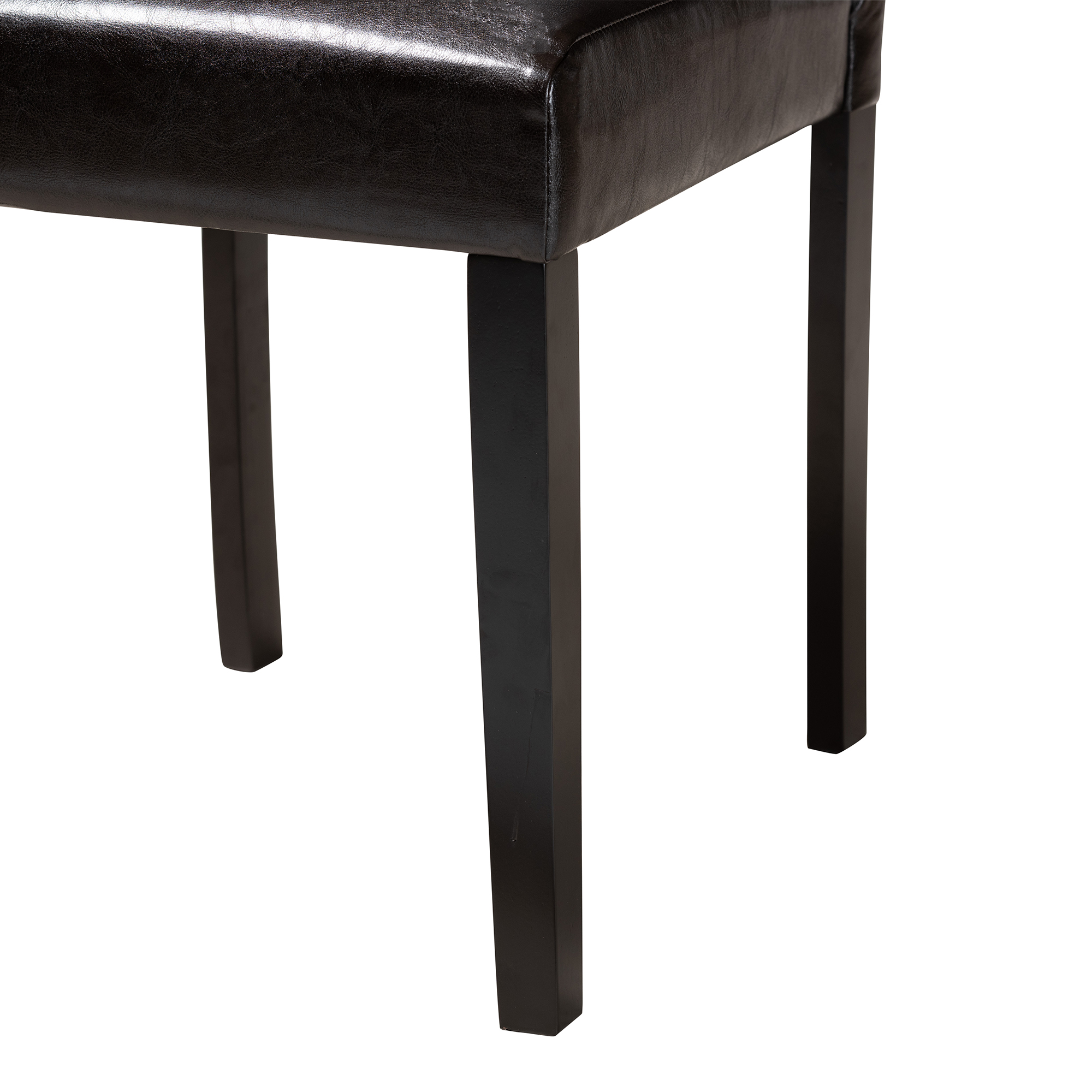 Baxton Studio Emine Modern Dark Brown Faux Leather and Espresso Brown Finished Wood 5-Piece Dining Set