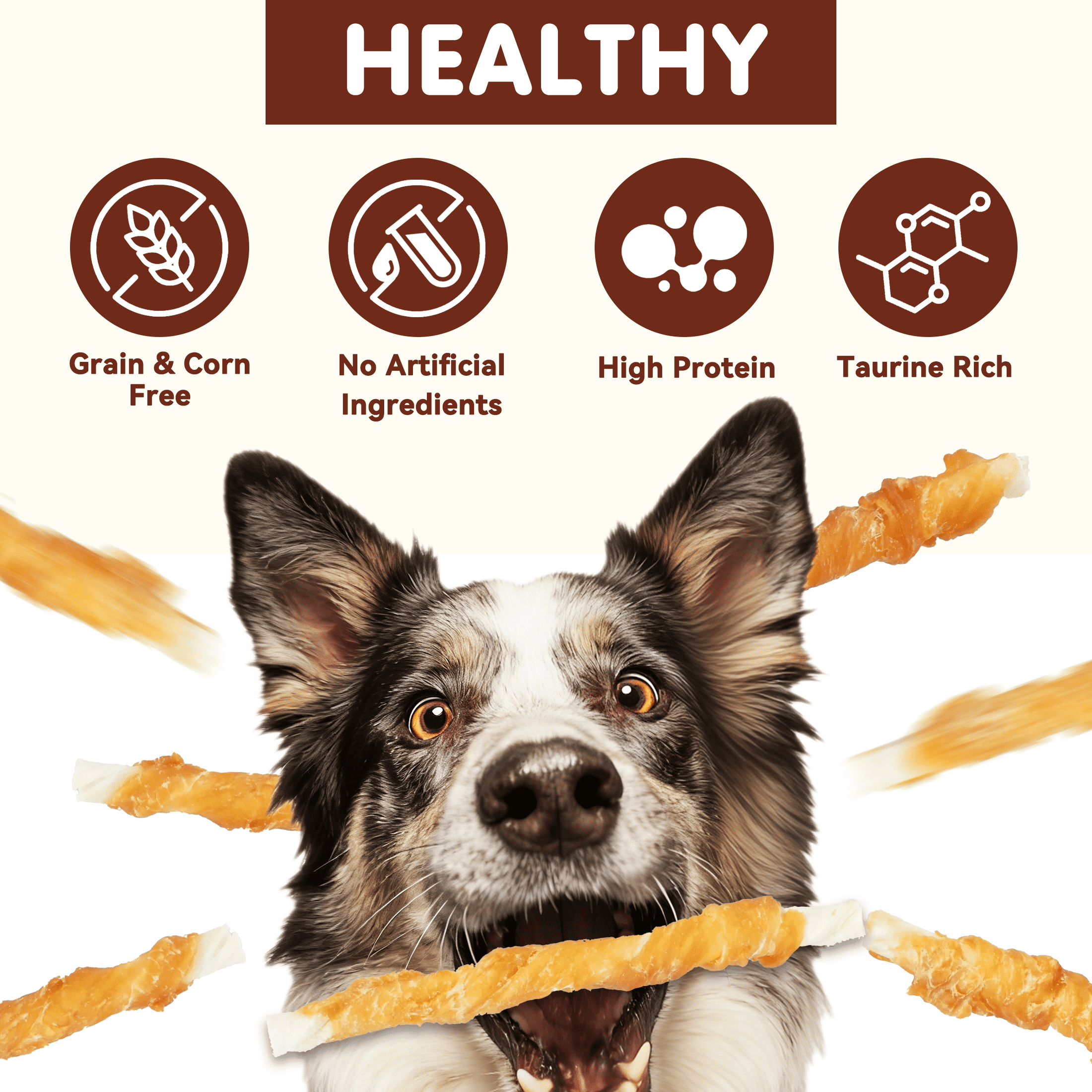 (2 pack) PAWUP Chicken Wrapped Rawhide Sticks, Dog Treats for Small Medium Large Dogs, Rawhide Dog Bones, Long Lasting Rawhide Chew Dental Treats, 10.6oz