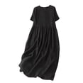 thumbnail image 2 of GaThRRgYP Women's Casual Dress Relaxed Fit,Elegant and and Linen Dress Black L, 2 of 6