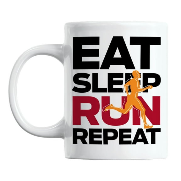 Eat Sleep Run Repeat White Ceramic Coffee & Tea Mug for a Runner (11oz)