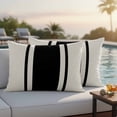 thumbnail image 4 of Black Vintage Outdoor Waterproof Pillow Covers, Geometric Stripes Simple Lines Decorative Rectangle Throw Pillowcase Sofa Cushion Sham for Patio/Couch/Chair, 20"x12" 2 Pack, 4 of 8