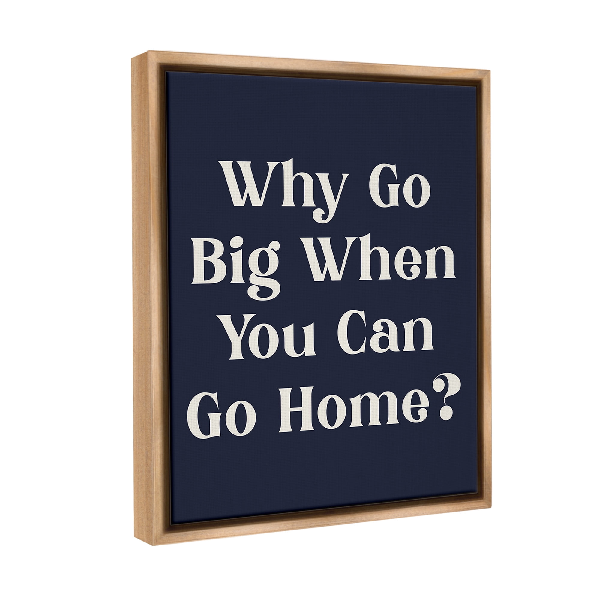 Stupell Industries Funny Why Go Big Typography Painting Brown Floater Framed Canvas Art Print Wall Art, 25 x 31