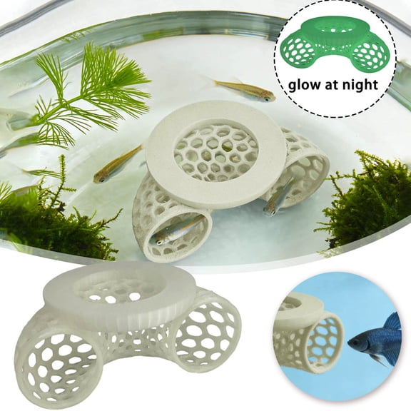 Betta Fish Tank Accessories, Floating Betta Activity Tunnel Aquarium Hideout and Shrimp Cave, Interactive Fish Tank Decor and Stress Relief Resting Spot for Betta Fish and Small Fish Shrimp, Luminous