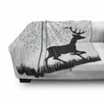 thumbnail image 2 of Deer Hunting Soft Flannel Fleece Throw Blanket, Gracious Wild Animal with Horns Tree Silhouette Pattern, Cozy Plush for Indoor and Outdoor Use, 70" x 90", Charcoal Grey Pale Taupe, by Ambesonne, 2 of 5