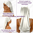 thumbnail image 2 of Reversible 100% Real Silk Long Hair Reversible Sleep Bonnet - Adjustable Tie, Breathable 22 Momme Mulberry Silk - Ivory, 2 of 10