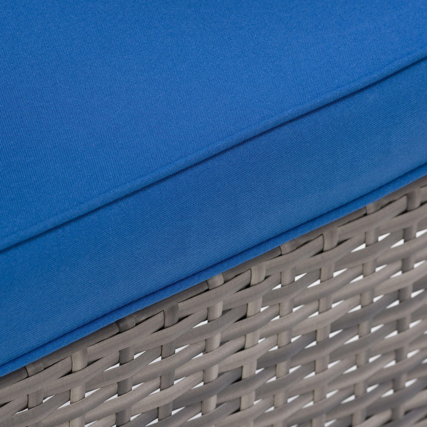 CorLiving Parksville 3-Piece Resin Wicker Patio Sectional Set- Blended Grey Finish/Oxford Blue Cushions